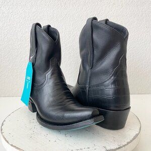 Lane EMMA JANE Womens Cowboy Bootie 8 Black Leather Western Cowgirl Short Boots